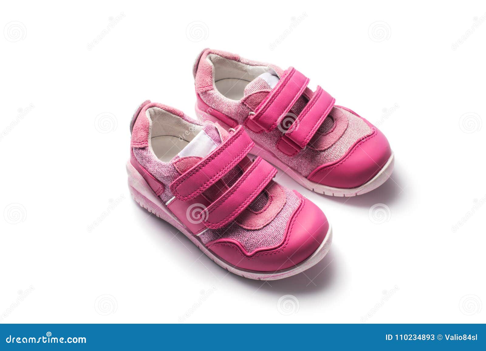 Baby Girl Small Pink Sport Shoes Isolated on White Stock Image - Image ...