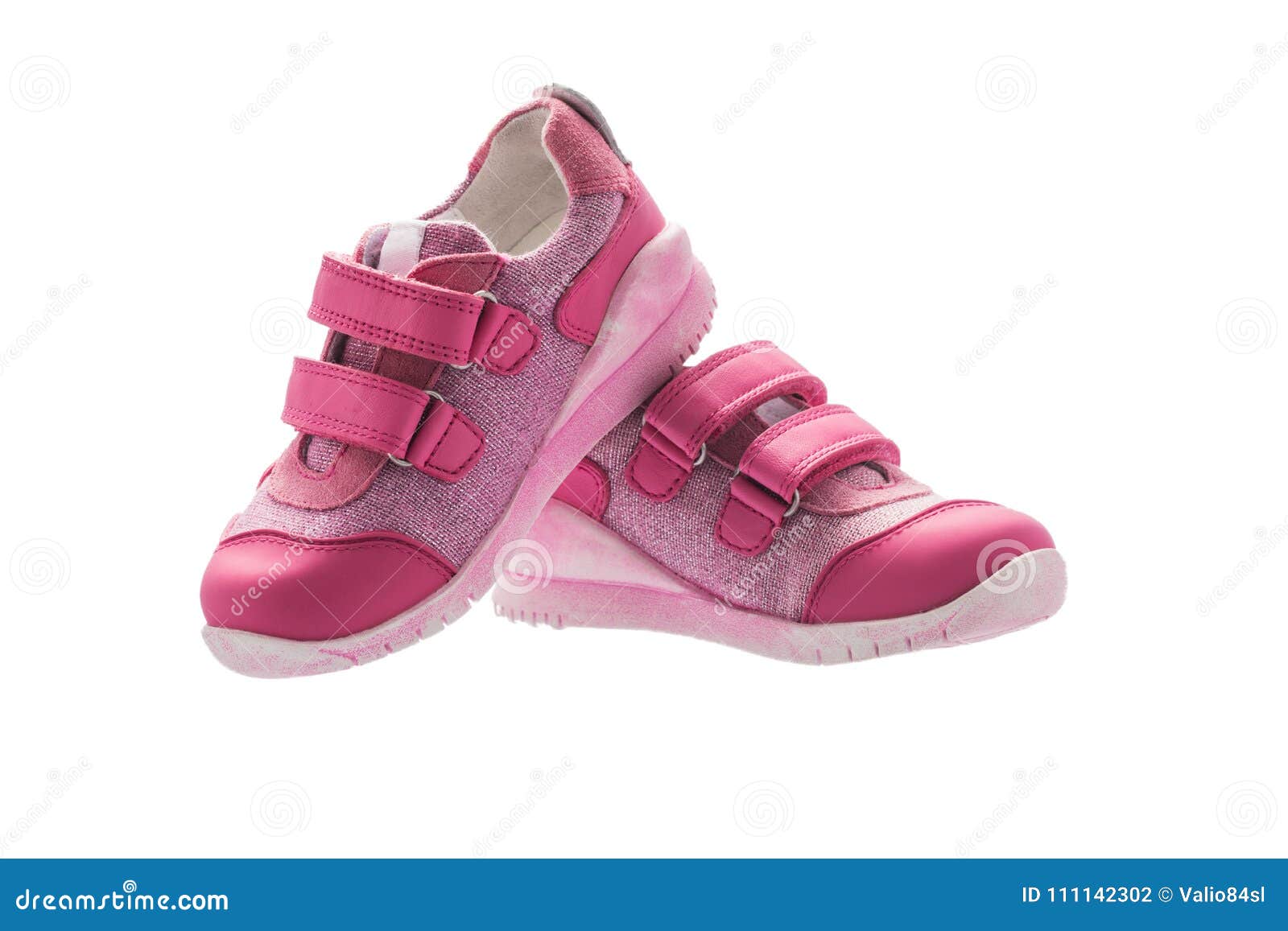 Baby Girl Small Pink Sport Shoes Isolated on White Stock Photo - Image ...