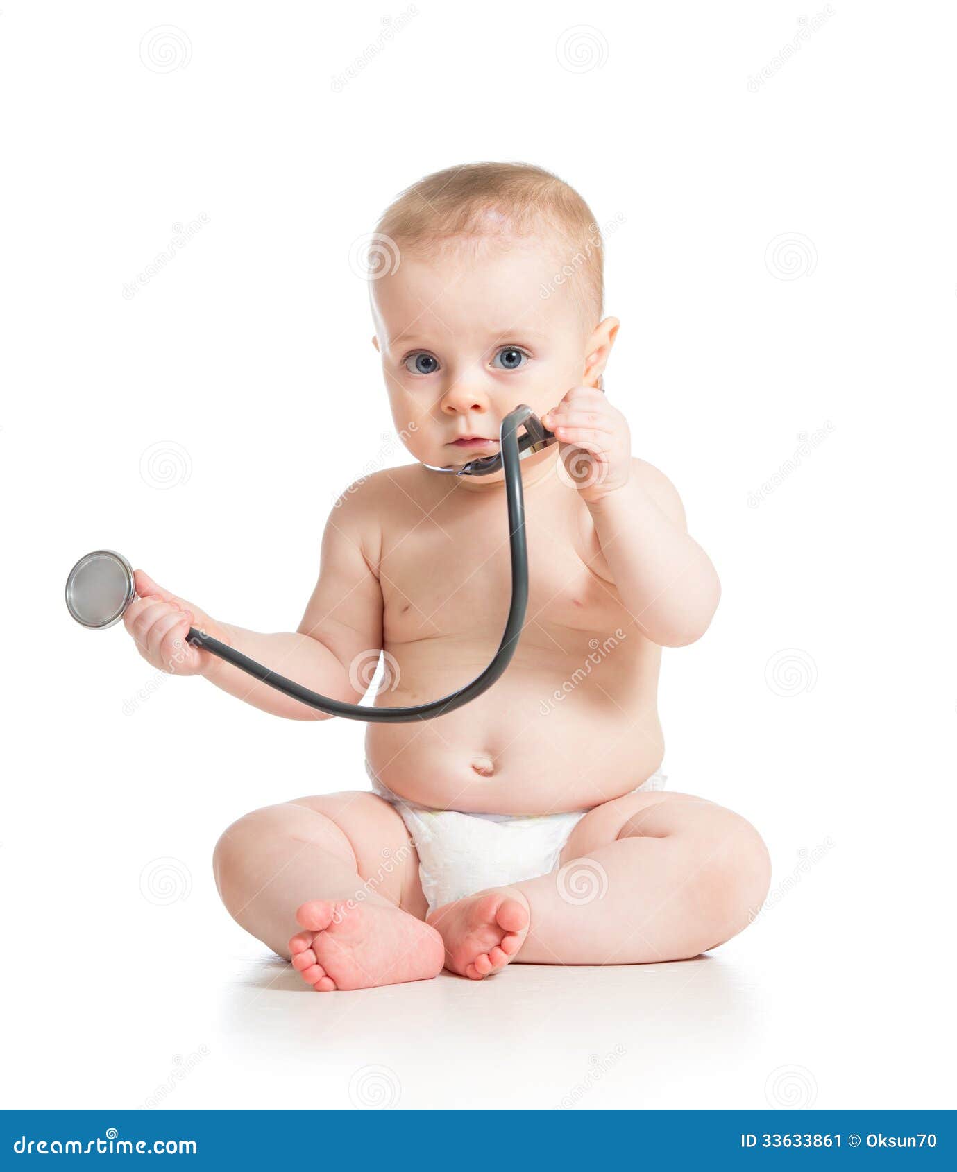 Baby Girl with Stethoscope in Hands Stock Image Image of medical