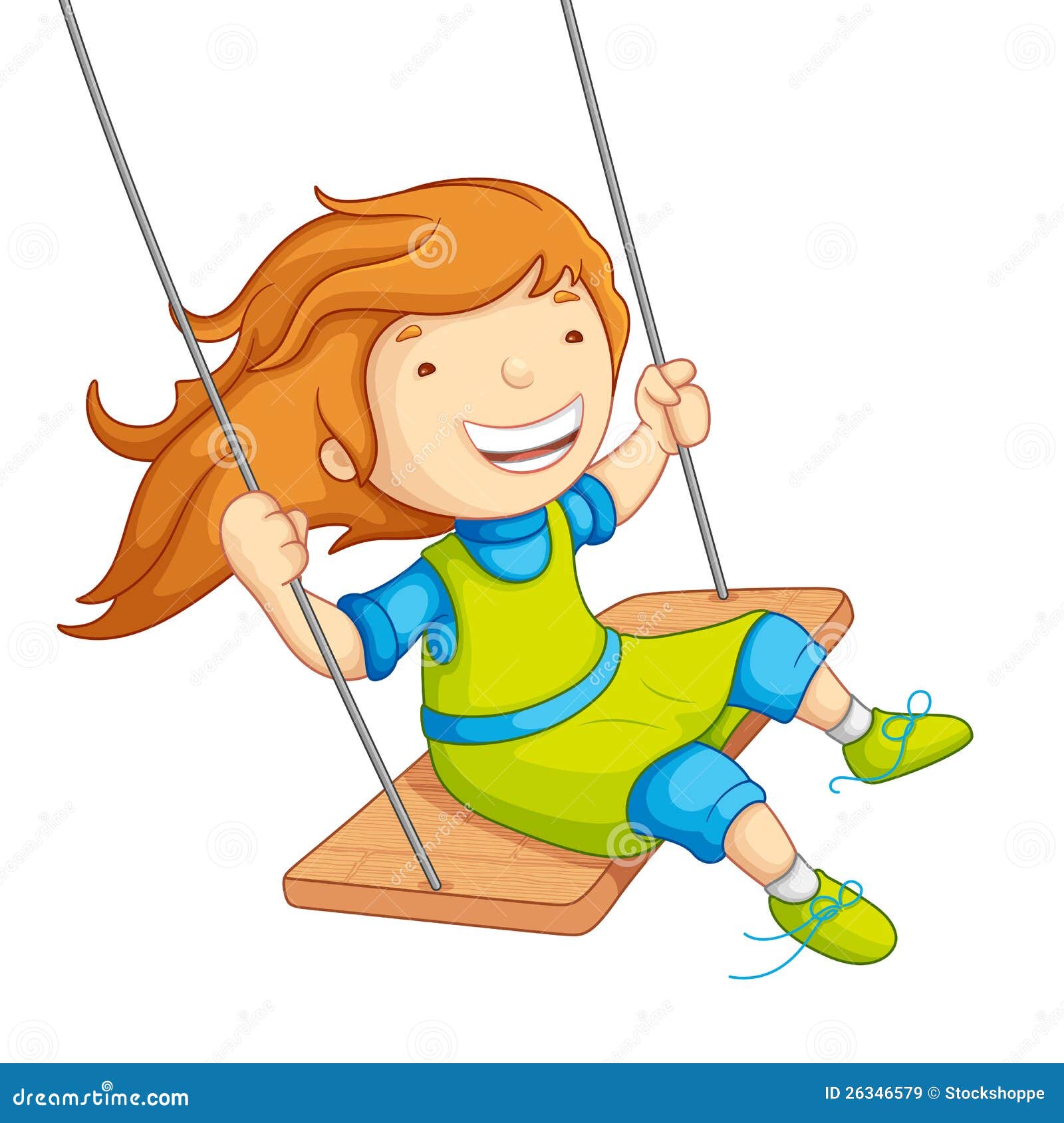 girl swinging in window clipart