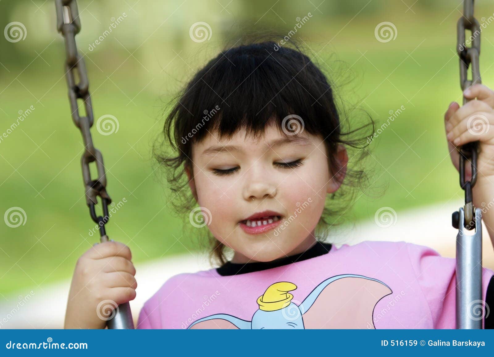 Baby girl swinging stock image. Image of portrait, living 516159