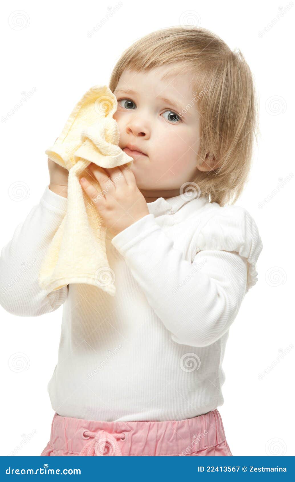 The baby girl with towel stock image. Image of vertical 22413567