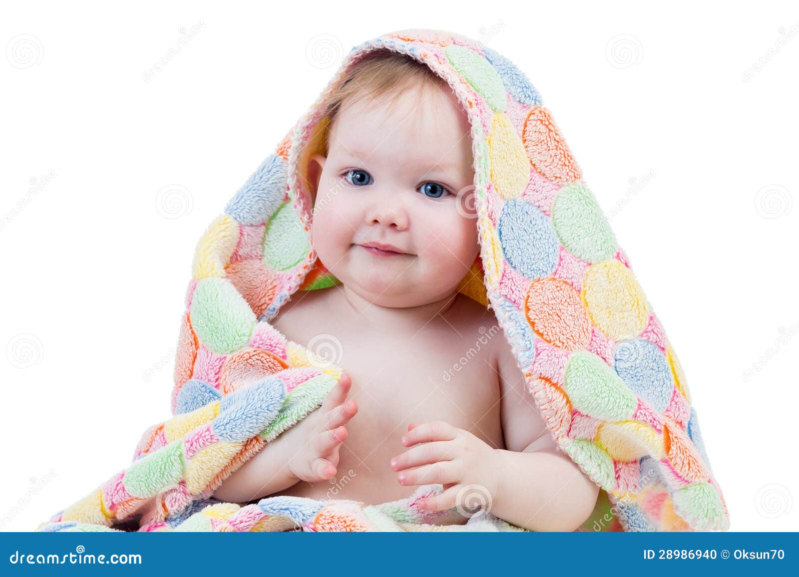 Baby girl in towel stock photo. Image of girl, comfortable 28986940