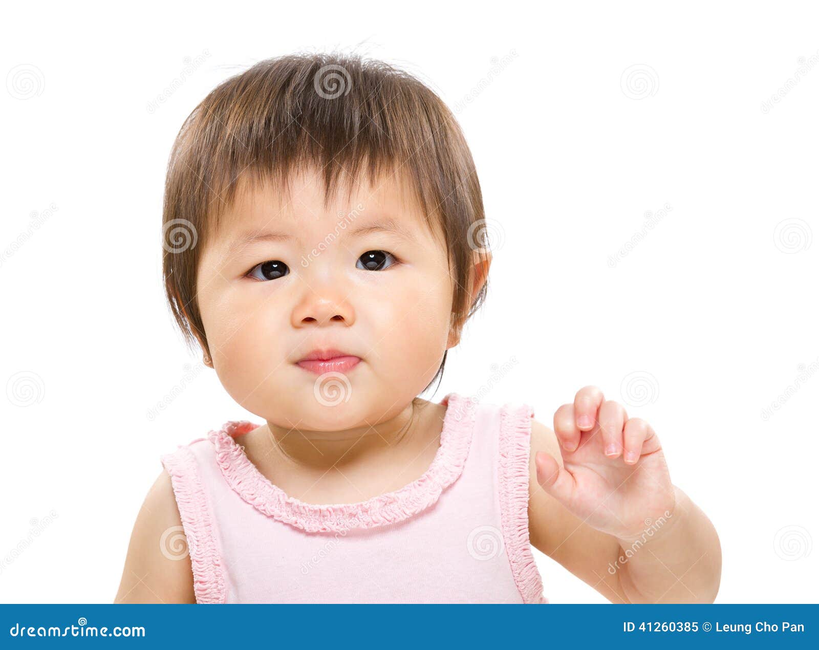 Baby girl wave arm stock image. Image of looking, body 41260385