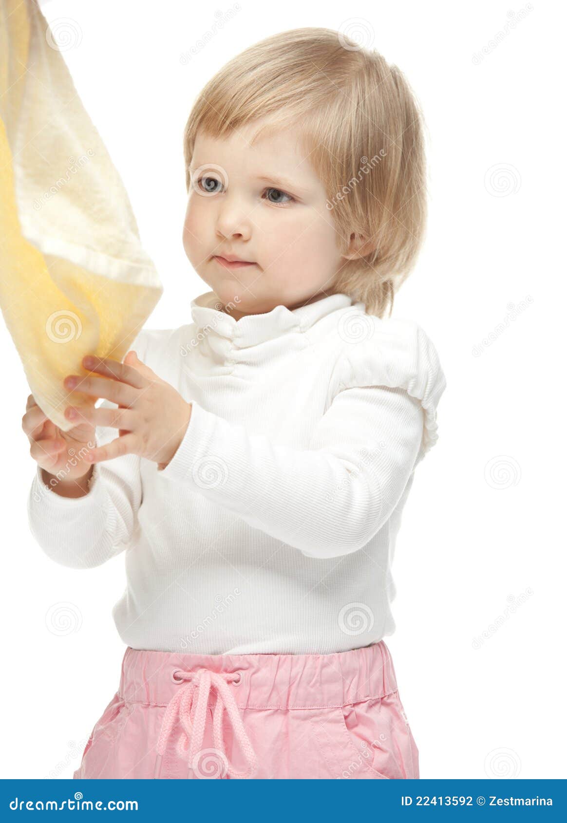 The Baby Girl is Wiping Hands Stock Photo Image of clean, towel 22413592
