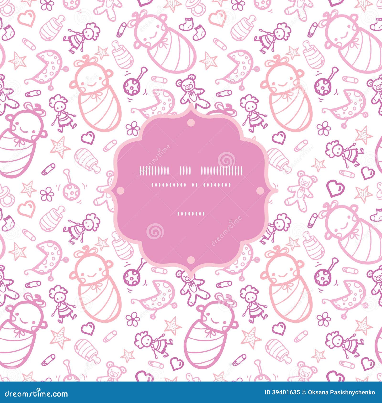 Baby Girls Frame Seamless Pattern Background Stock Vector