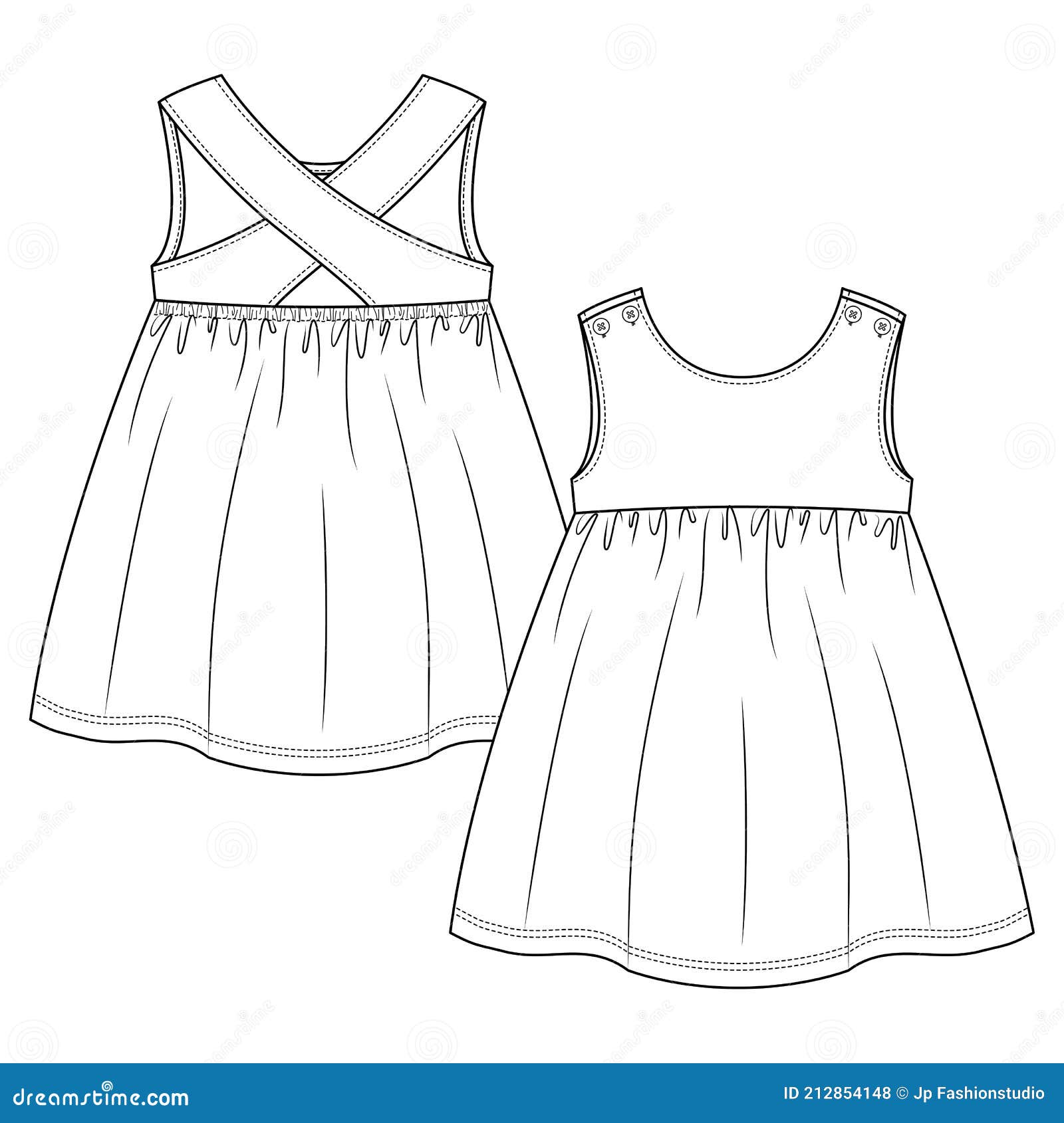 Set baby dress on hanger clothes sketch hand Vector Image