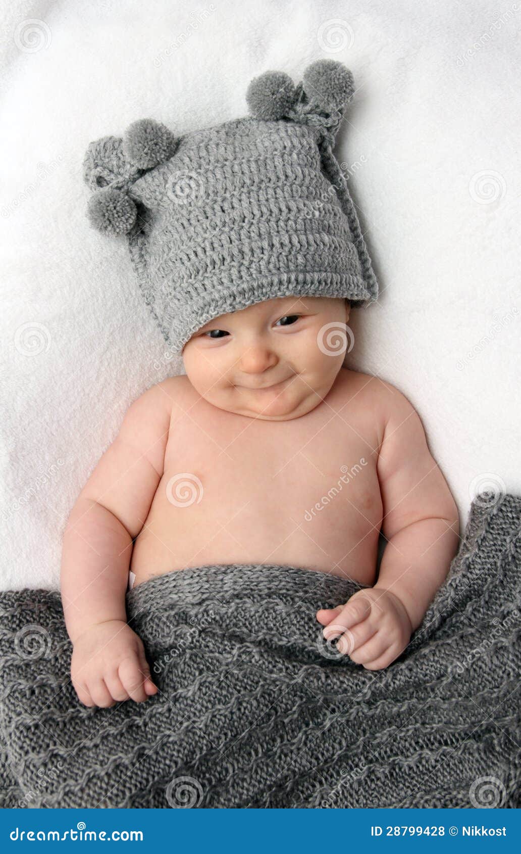 Baby in gray hat stock photo. Image of studio, sitting 28799428
