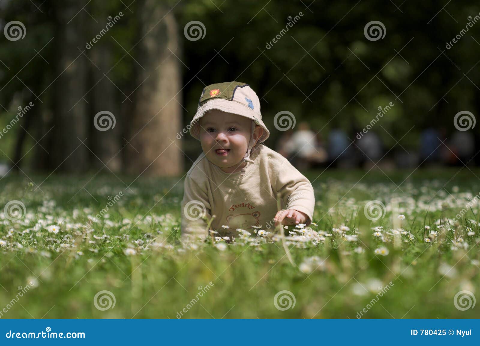 Baby on the green field 3. stock image. Image of life, infant 780425