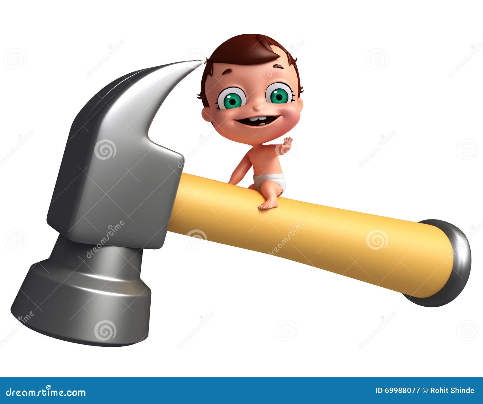 Baby with Hammer stock illustration. Illustration of grade 69988077
