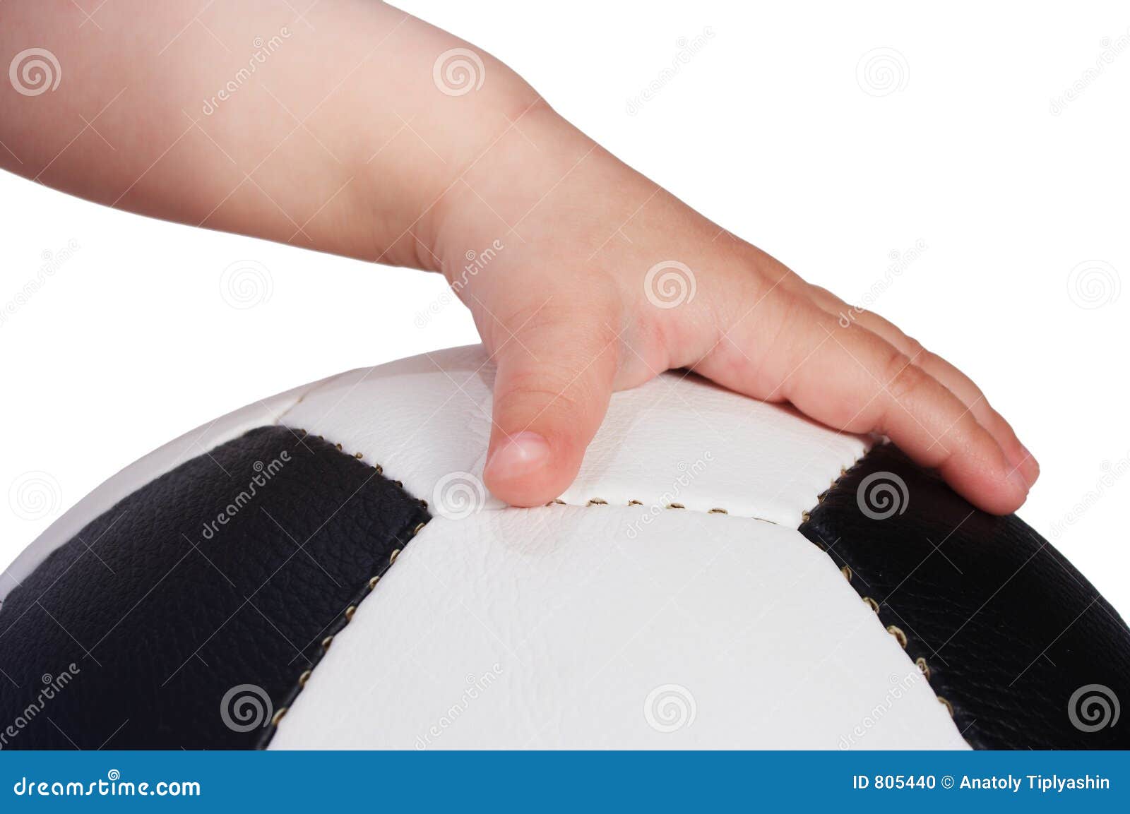 Baby hand hold soccer ball stock photo. Image of ball, parts 805440