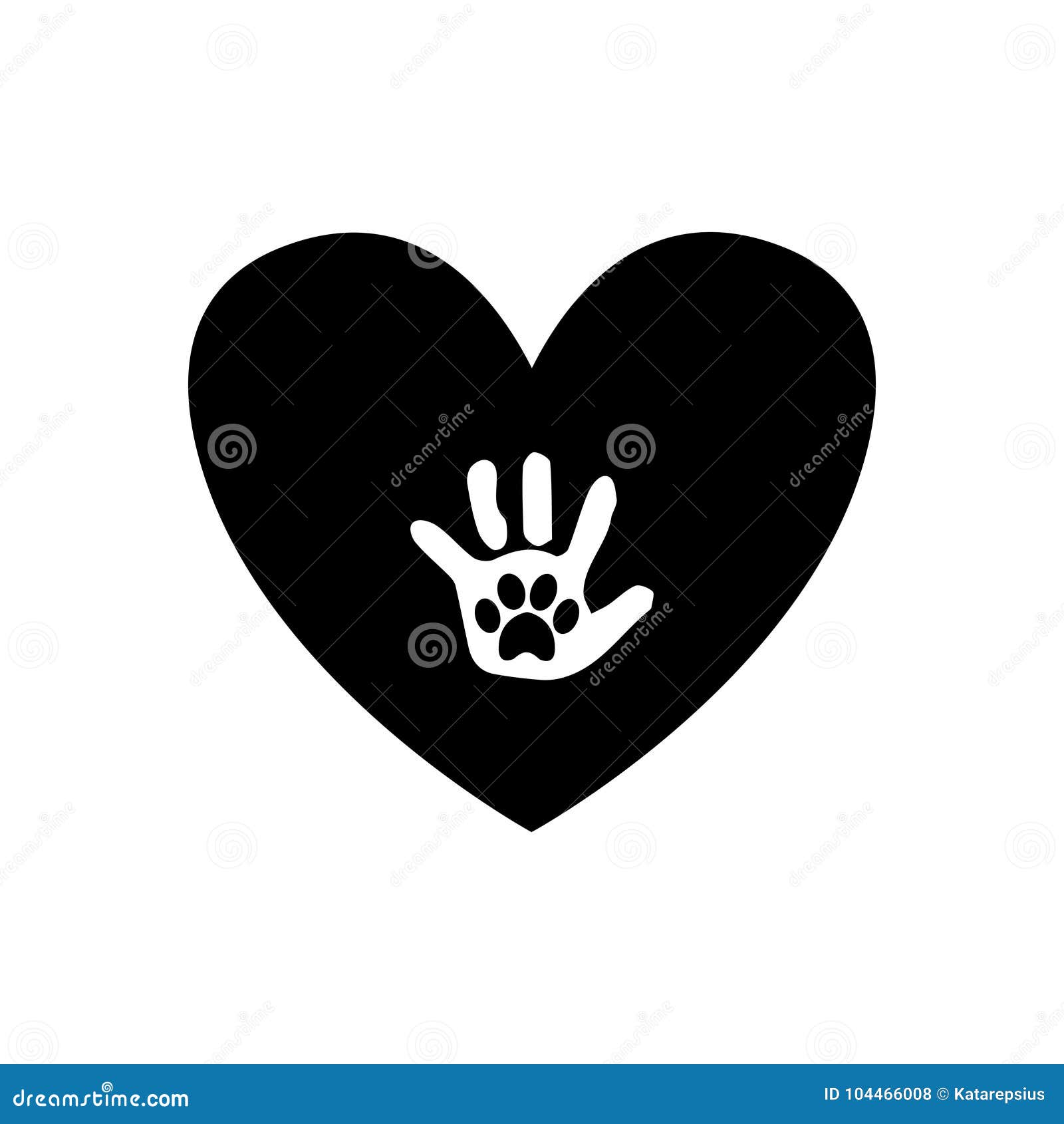 Download Baby Handprint With Pet Paw Print On The Palm Inside Of Black He Stock Vector Illustration Of Sign Pets 104466008