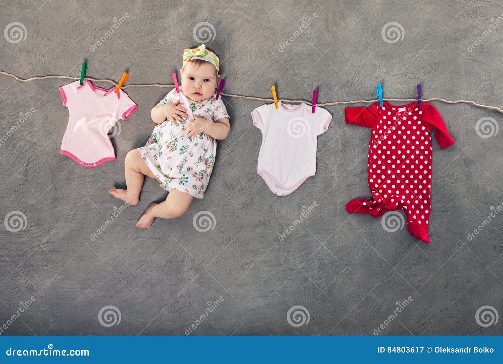 Baby Hanging on the Clothesline. Stock Image Image of infant