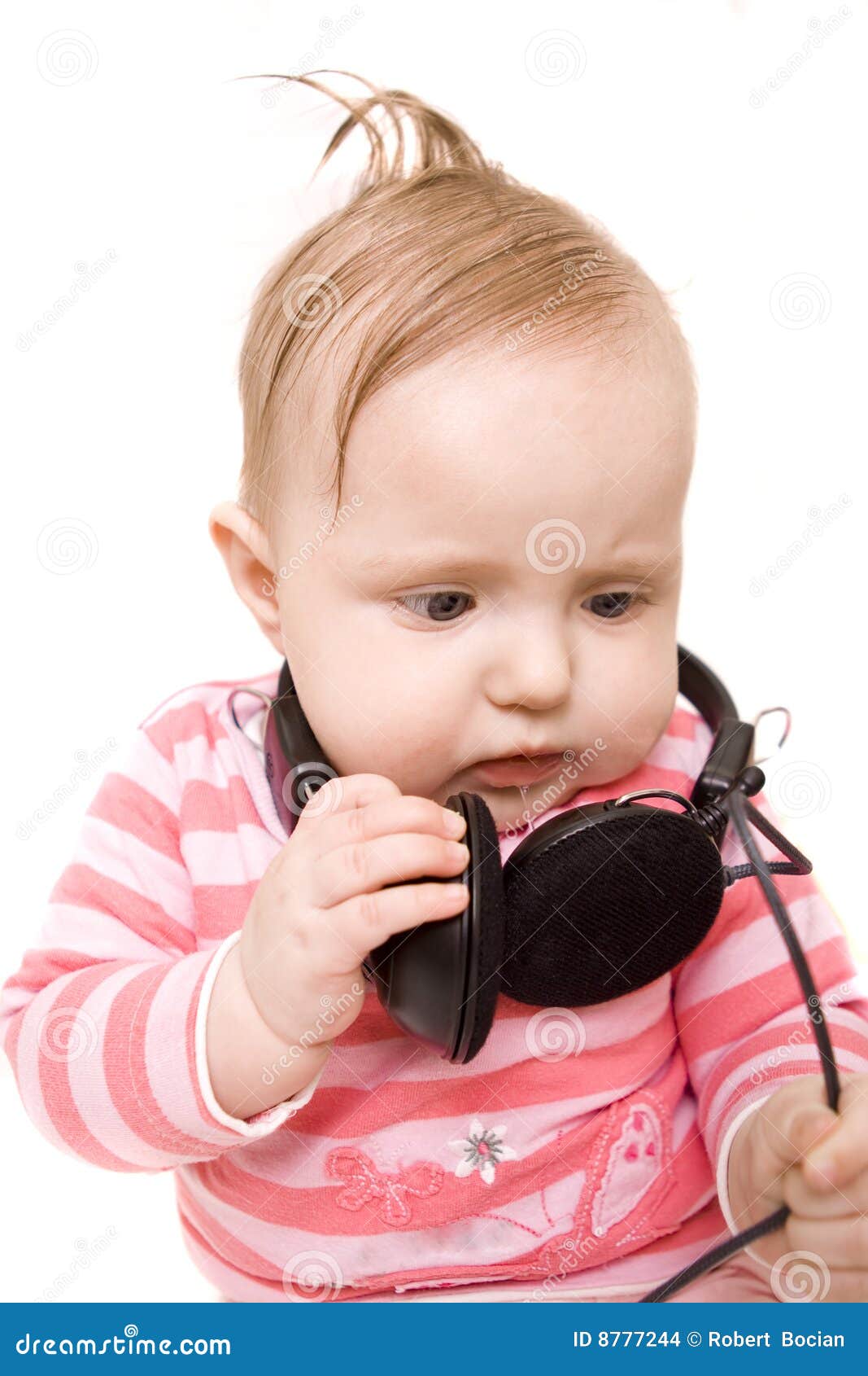Baby with headphones stock photo. Image of caucasian, adorable 8777244