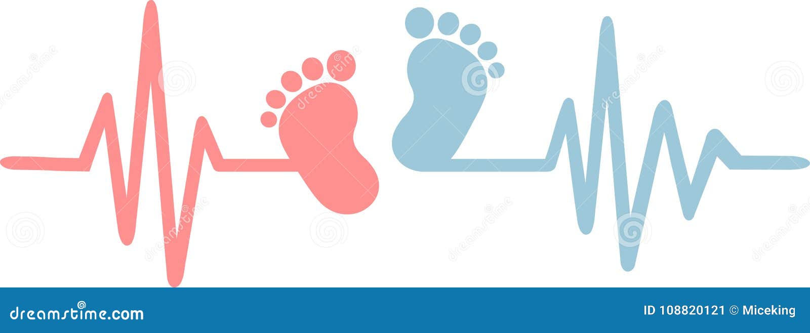 baby heartbeat line with footprints
