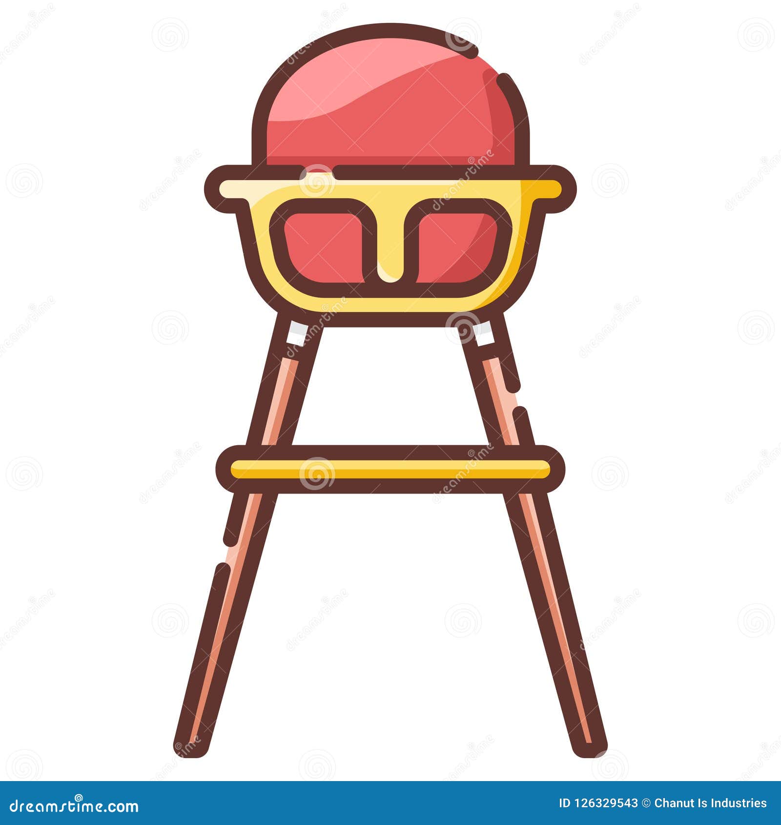 Baby High Chair LineColor Illustration Stock Vector - Illustration of