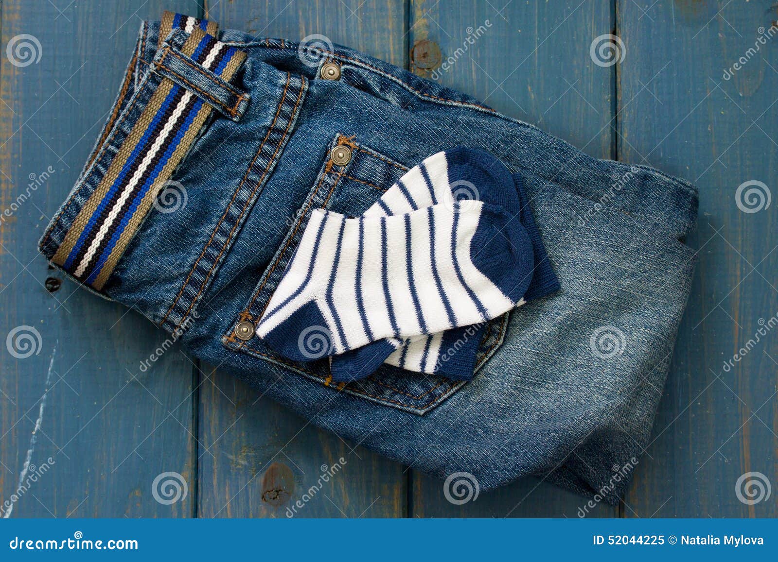 Baby jeans and socks stock image. Image of clothing, wood - 52044225