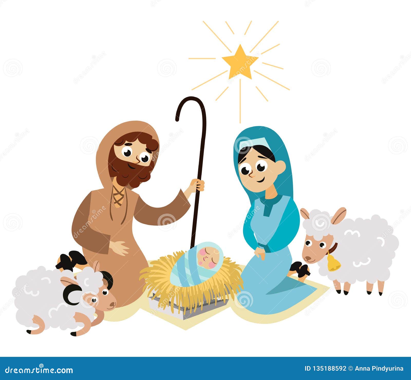 Baby Jesus Born in Bethlehem Scene in Holy Family Stock Vector ...