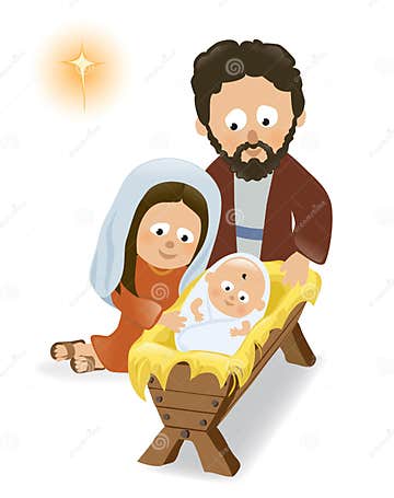 Baby Jesus, Mary and Joseph Stock Vector - Illustration of cute ...