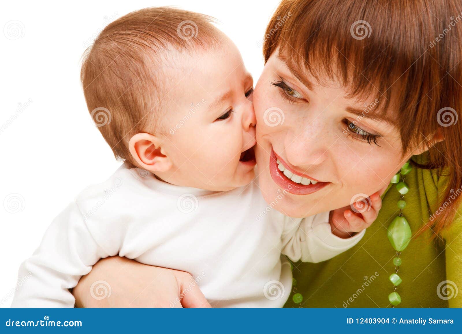 Baby kissing mother stock photo. Image of kissing, child 12403904