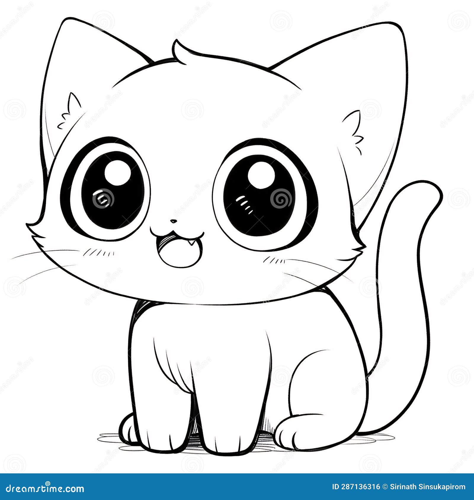 Printable Kawaii Kitten With Cute Big Eyes, Generative Ai. Royalty-Free Stock Image ...