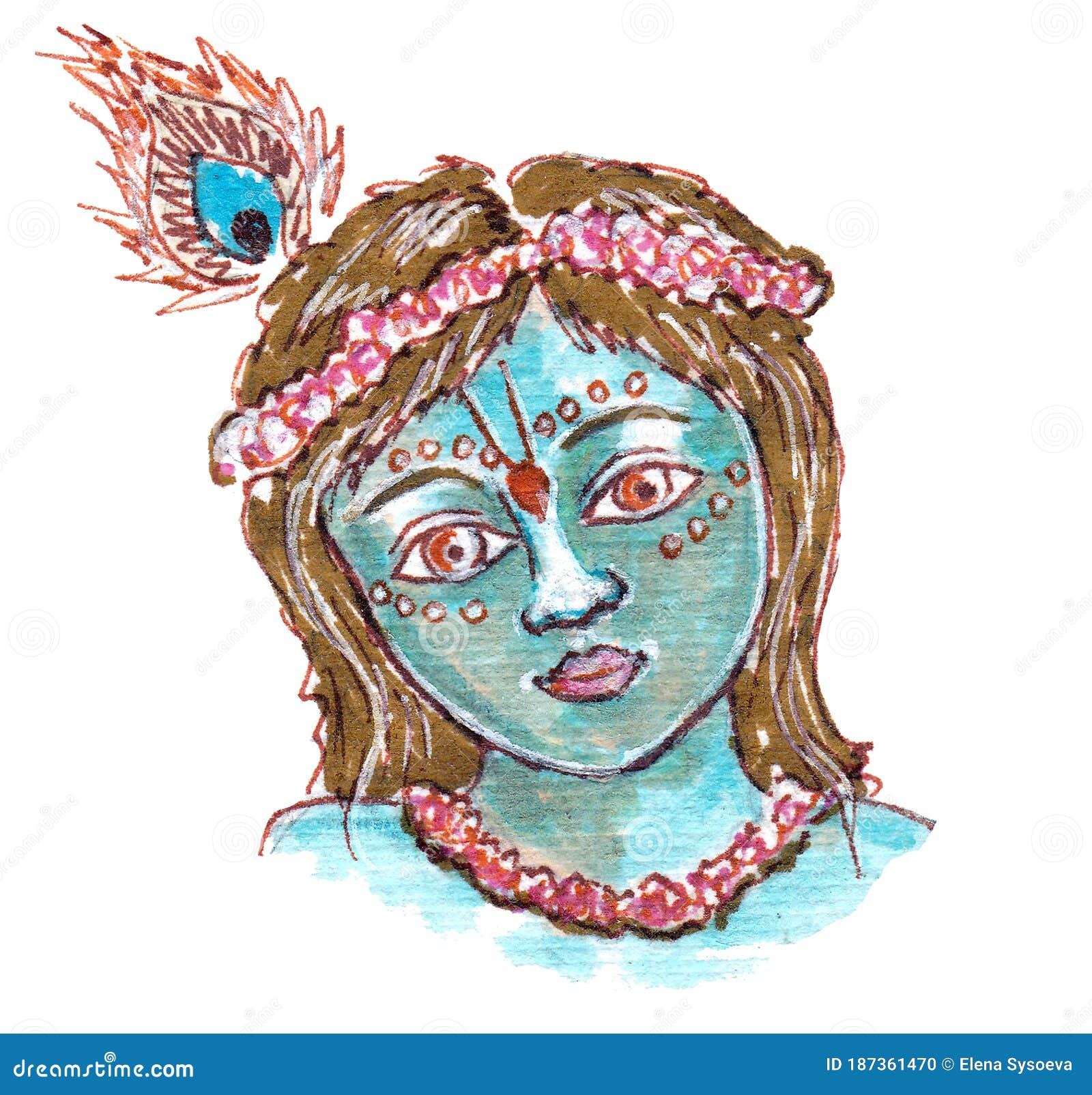 Baby Krishna cute painting stock photo. Image of eyes - 187361470