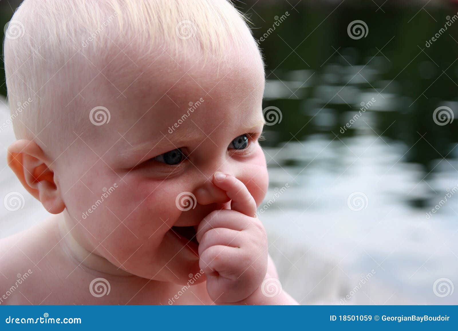 Baby by lake stock image. Image of baby, toddler, cute 18501059