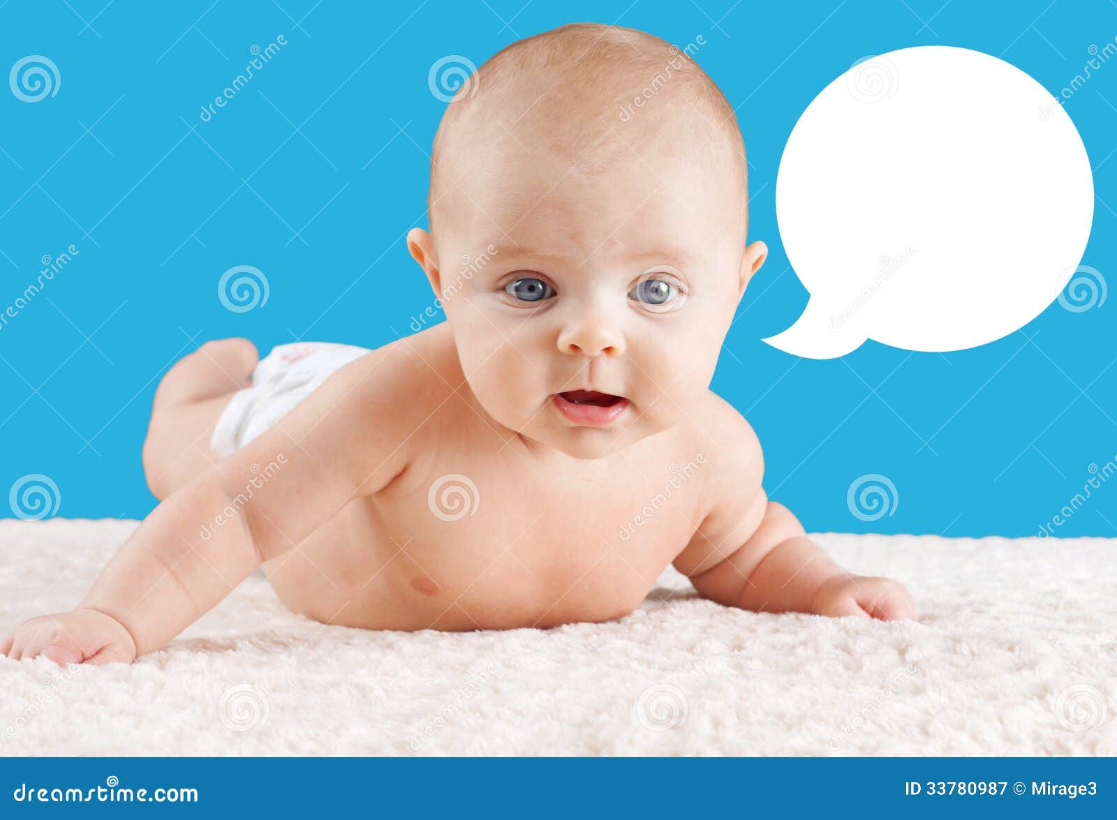 Baby Lifting Head with Speech Bubble Stock Image Image of growing