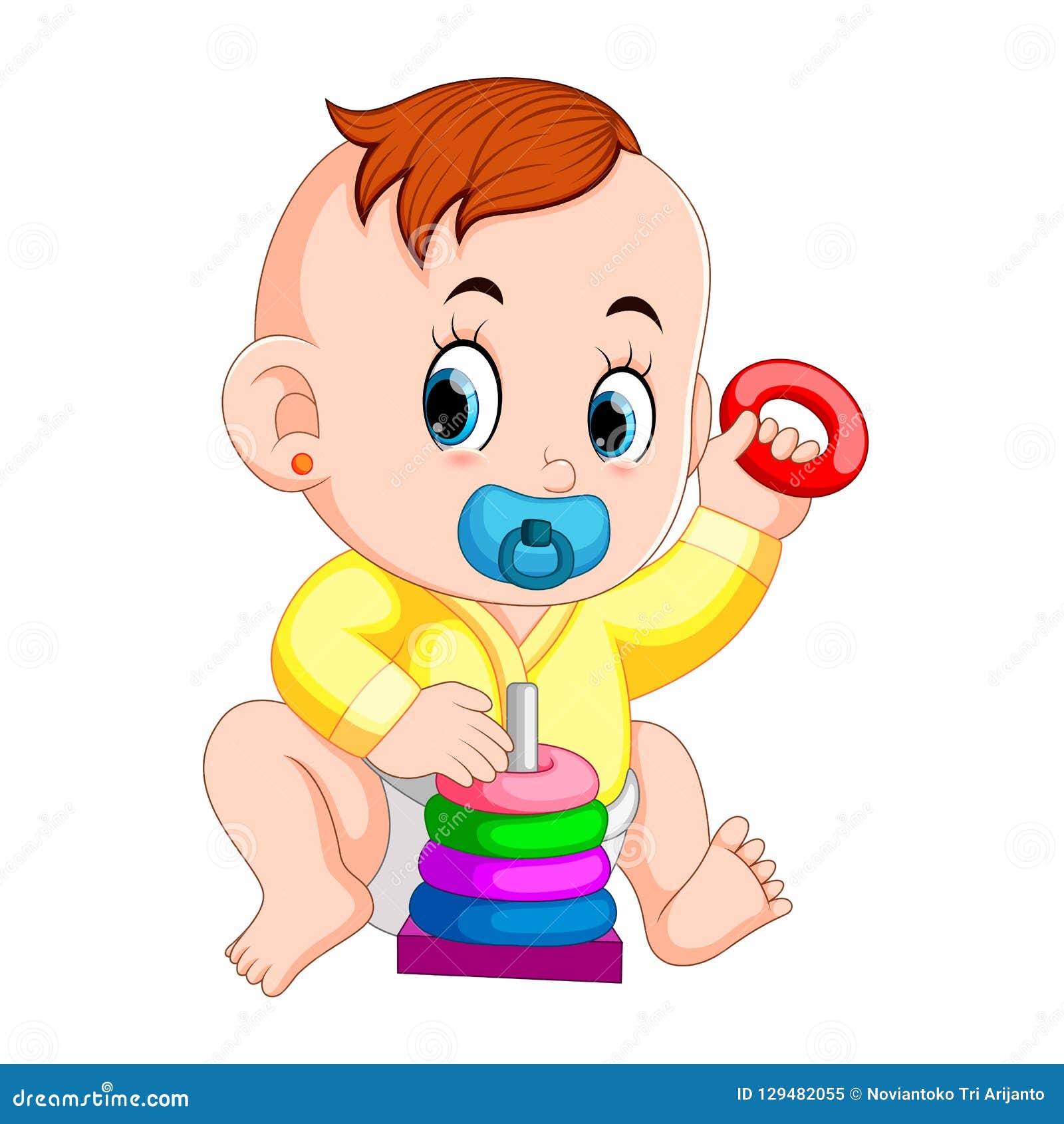 The Baby Likes Play with Donut Puzzle Stock Vector - Illustration of ...