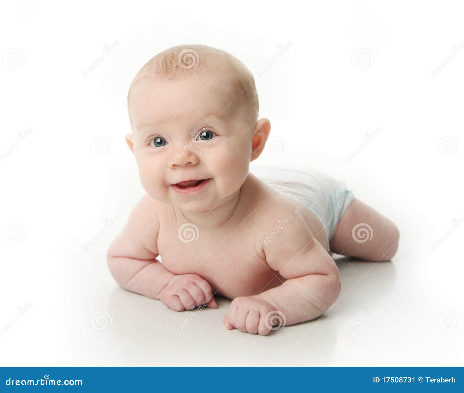 Baby Lying On Belly Stock Image Image Of Blue Diaper 17508731