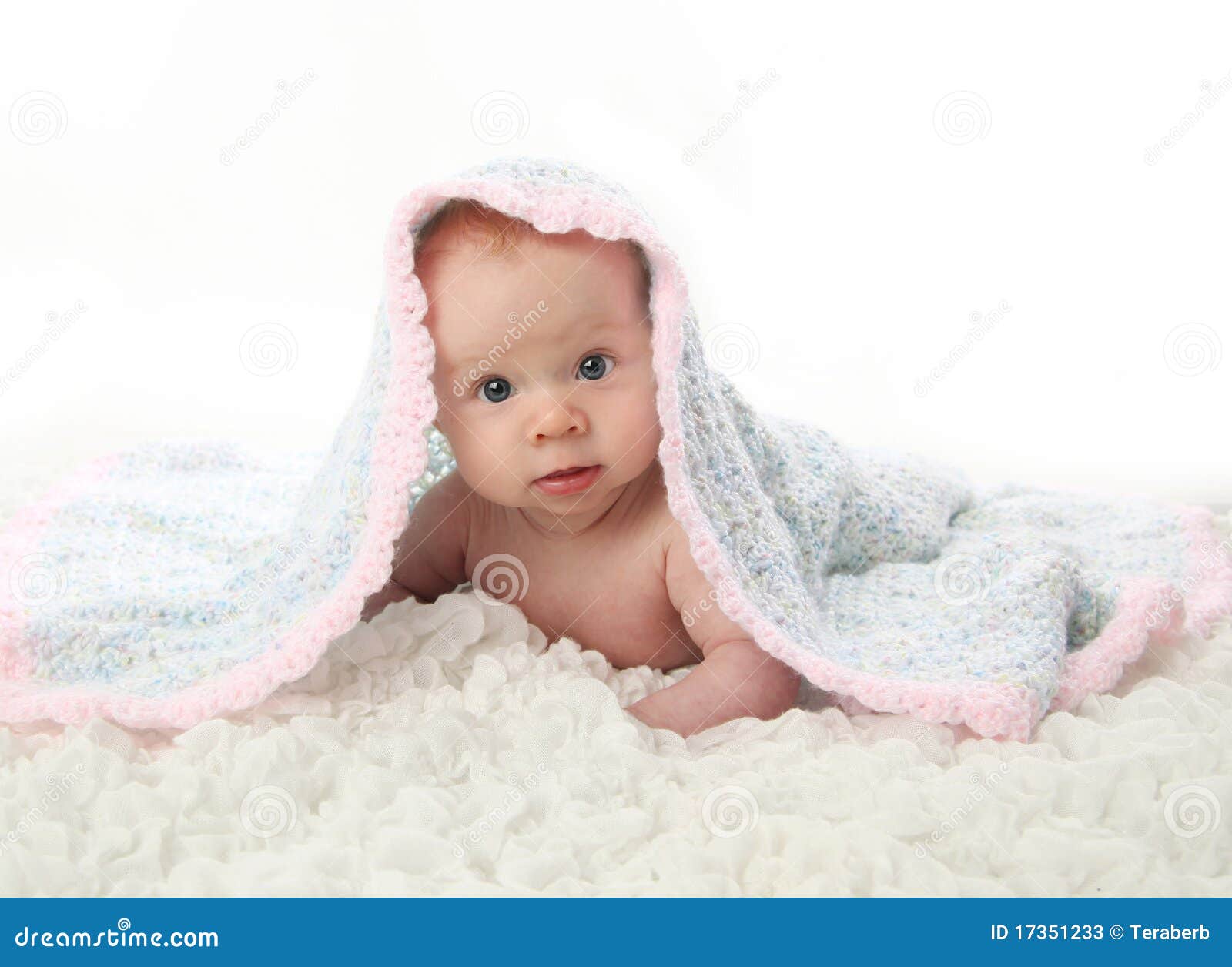 Baby Lying on Tummy Under Blanket Stock Image Image of girl, making
