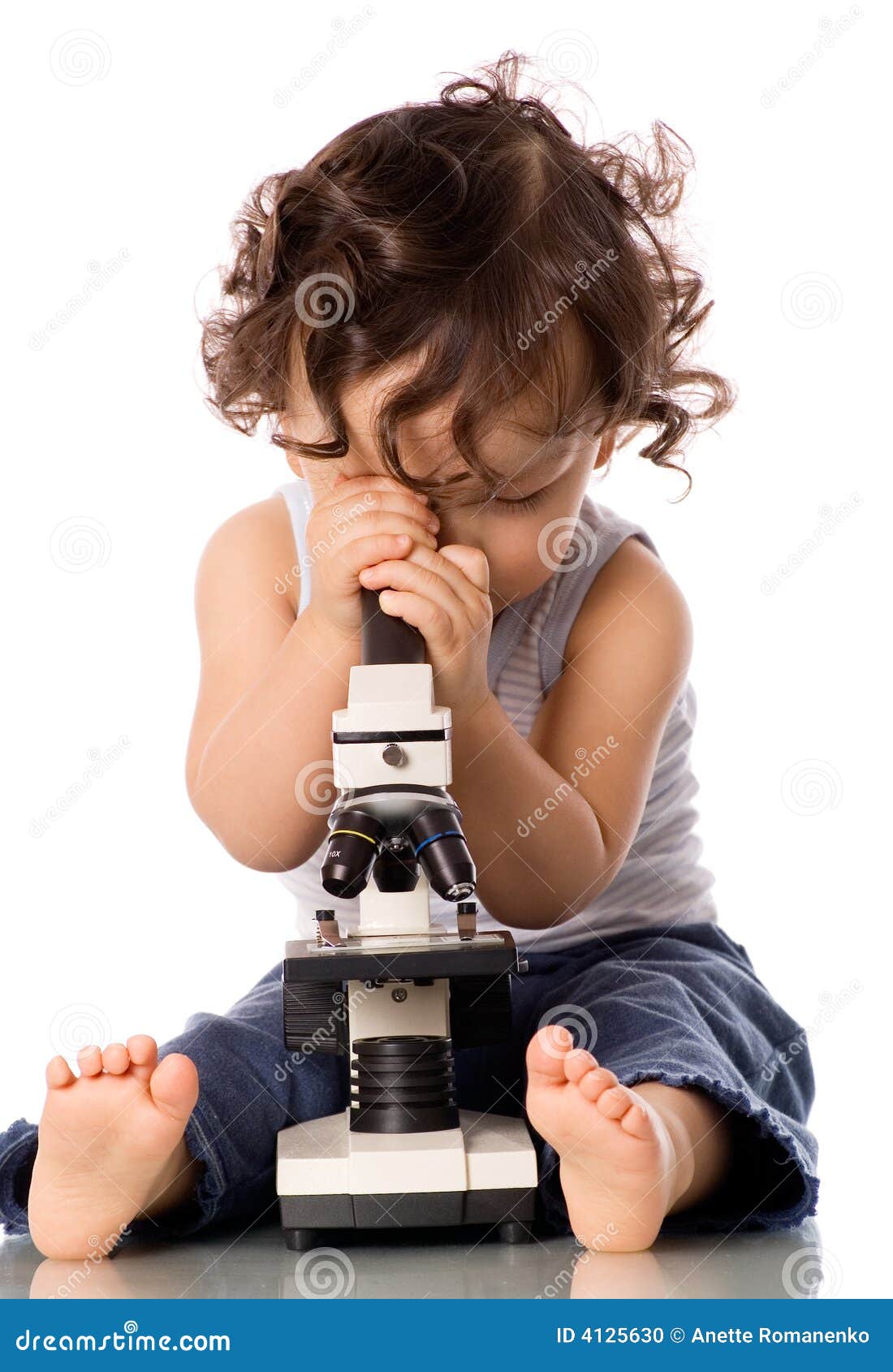 Baby with microscope. stock photo. Image of chemical, childhood 4125630