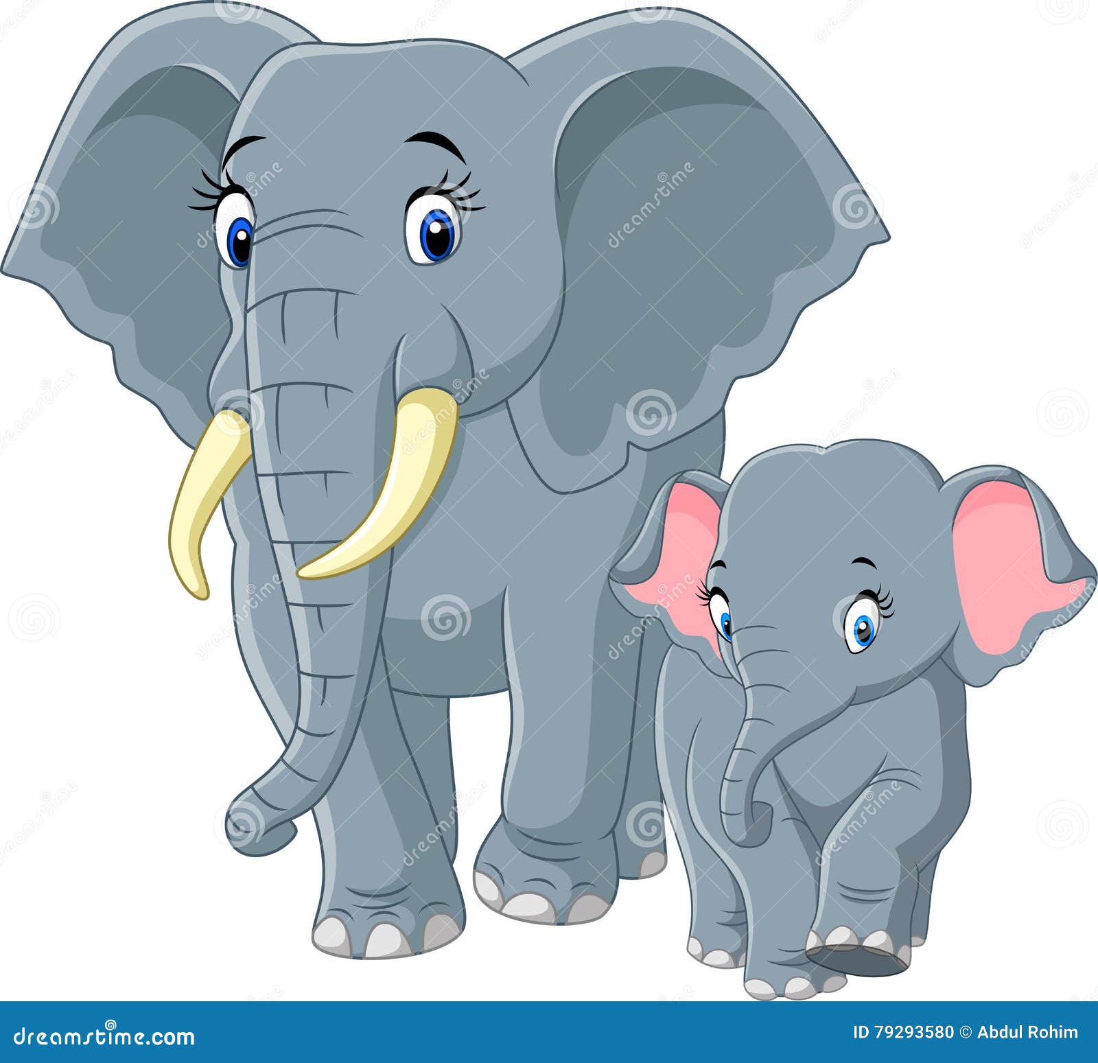 Baby And Mother Elephant Stock Vector Illustration Of Funny 79293580
