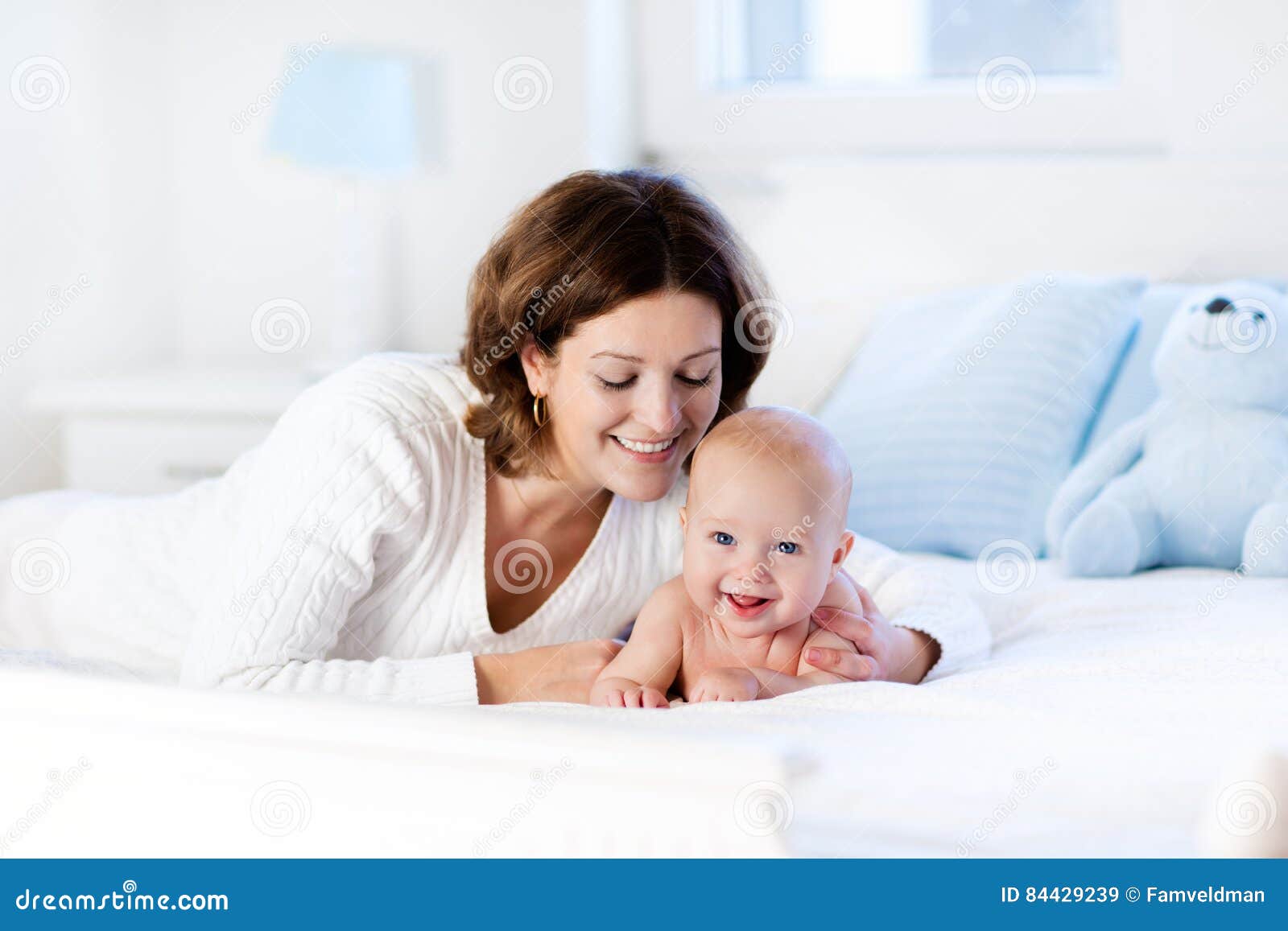 Baby and Mother at Home. Mom and Child. Stock Image - Image of daughter ...