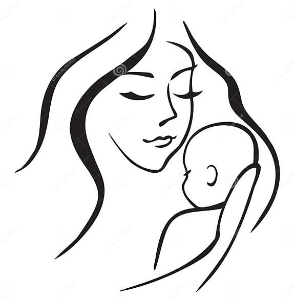 Baby and mother outline stock vector. Illustration of mother - 66482470