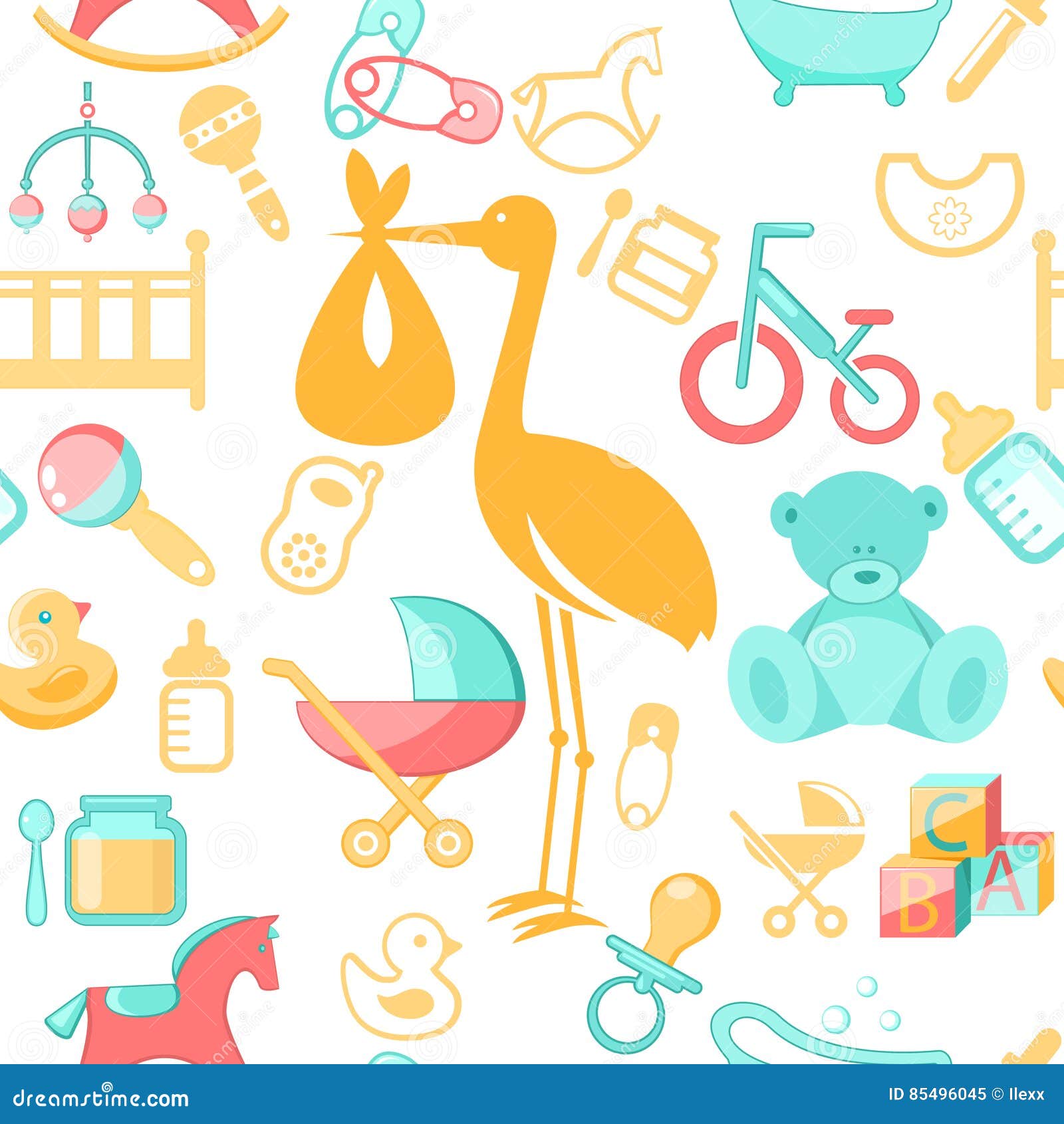 Baby, newborn accessories stock vector. Illustration of collection