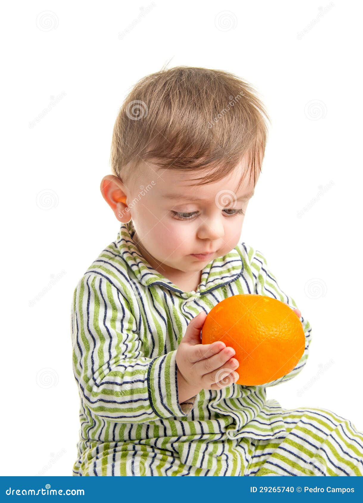 Baby and orange stock photo. Image of eating, background 29265740