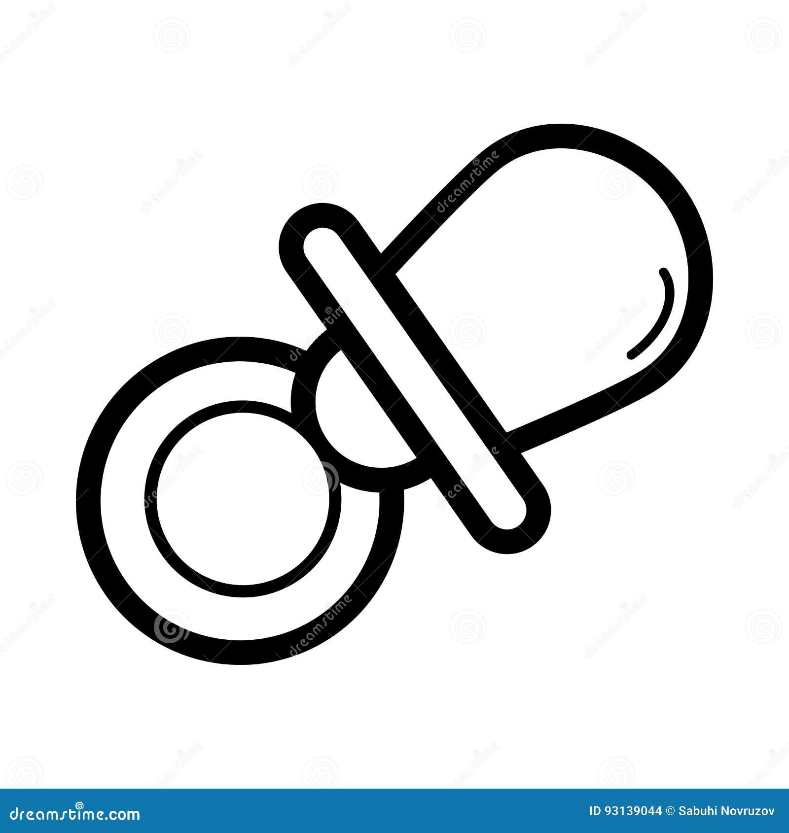Download Baby Pacifier Vector Icon. Black And White Baby Dummy Illustration. Outline Linear Icon. Stock ...
