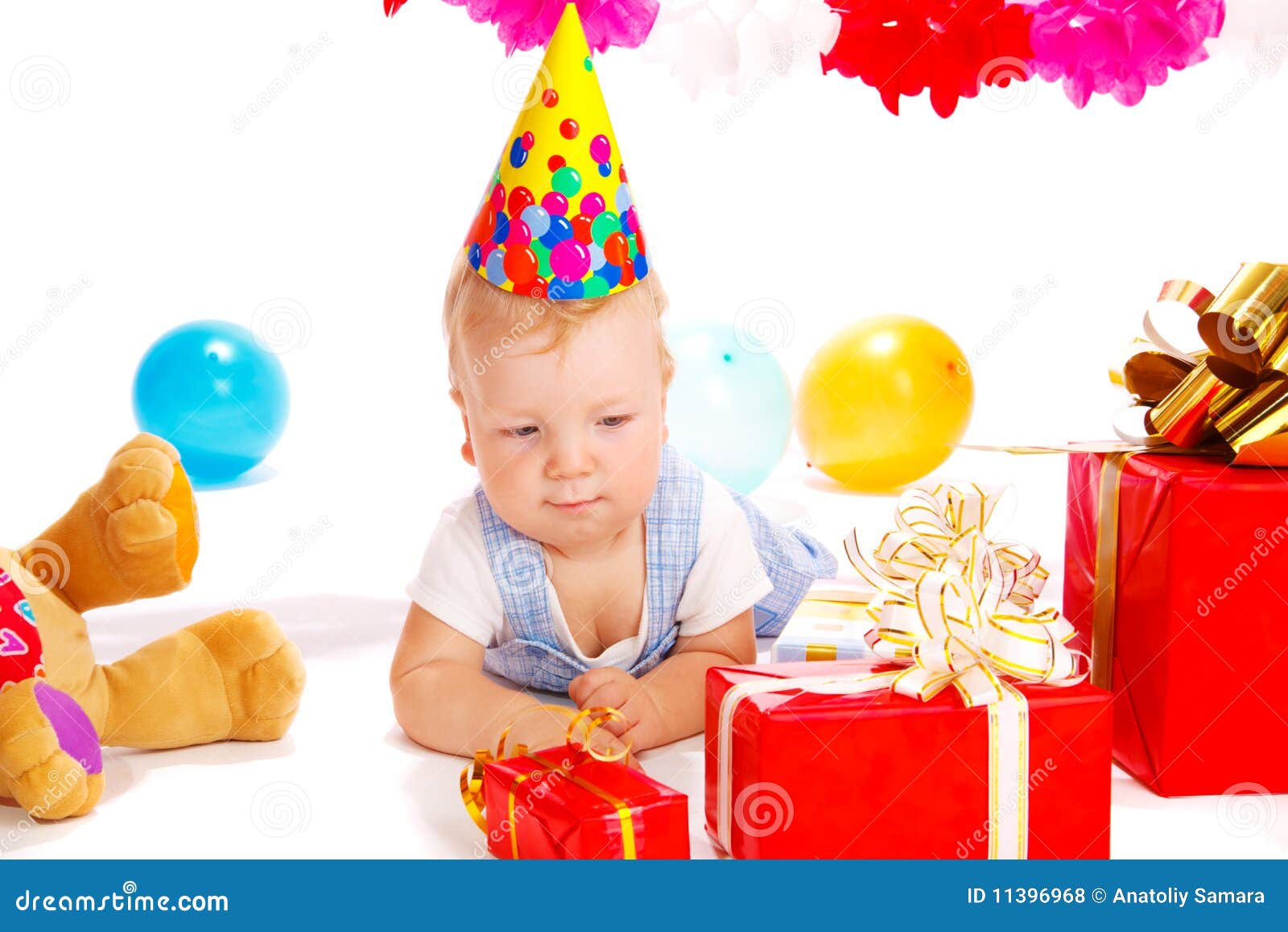 Baby in party hat stock photo. Image of lovely, male - 11396968