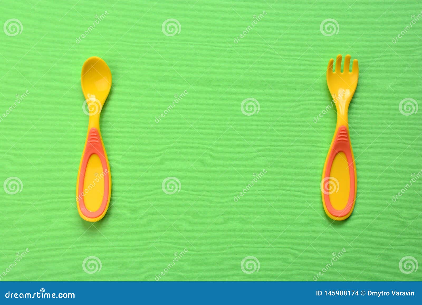 Baby Plastic Fork and Spoon Stock Photo Image of baby, small 145988174