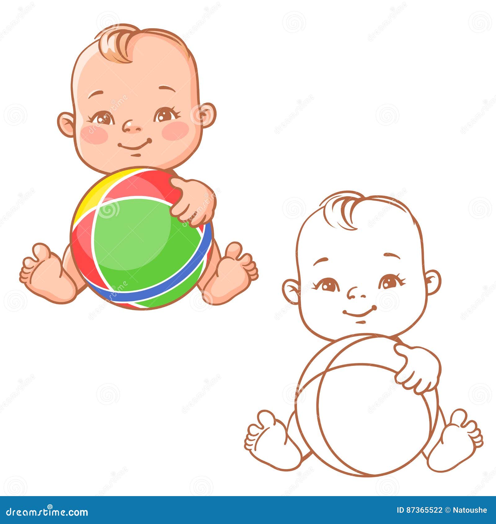 Baby play with ball stock vector. Illustration of piccolo - 87365522