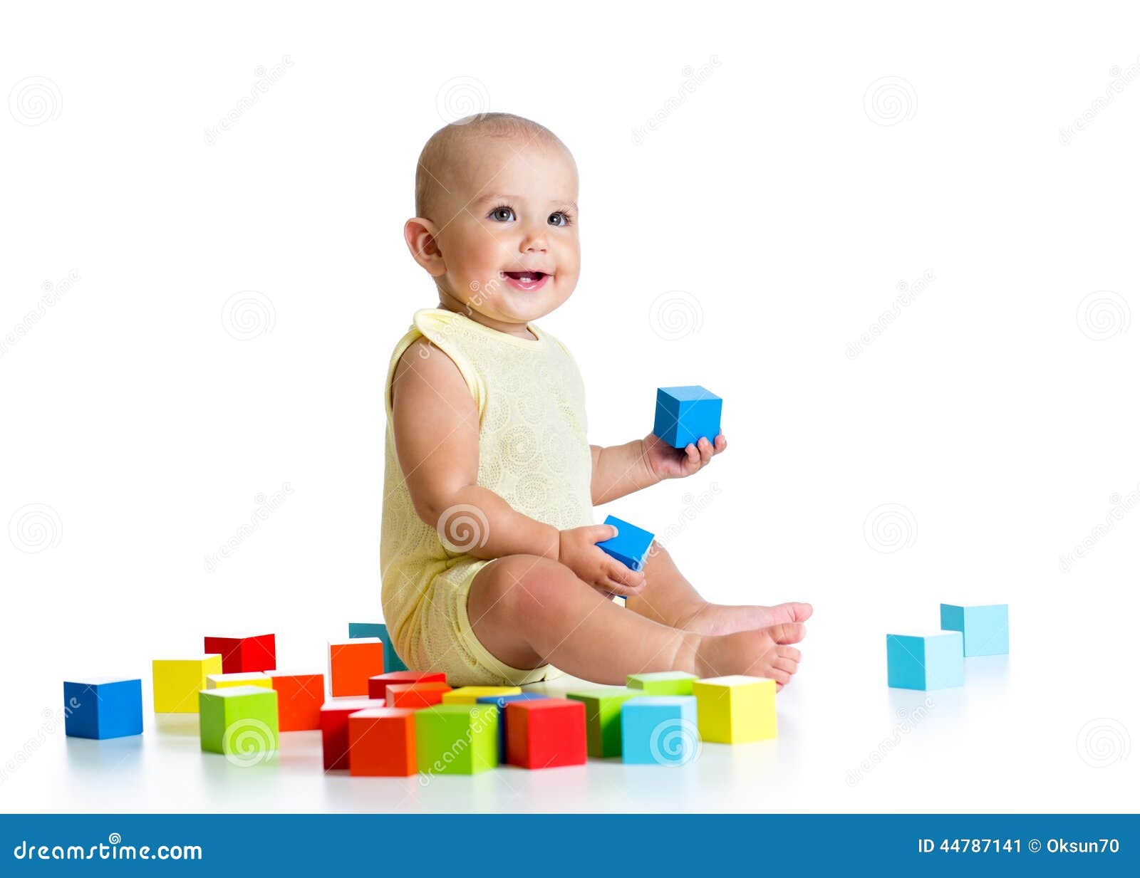 baby playing with blocks