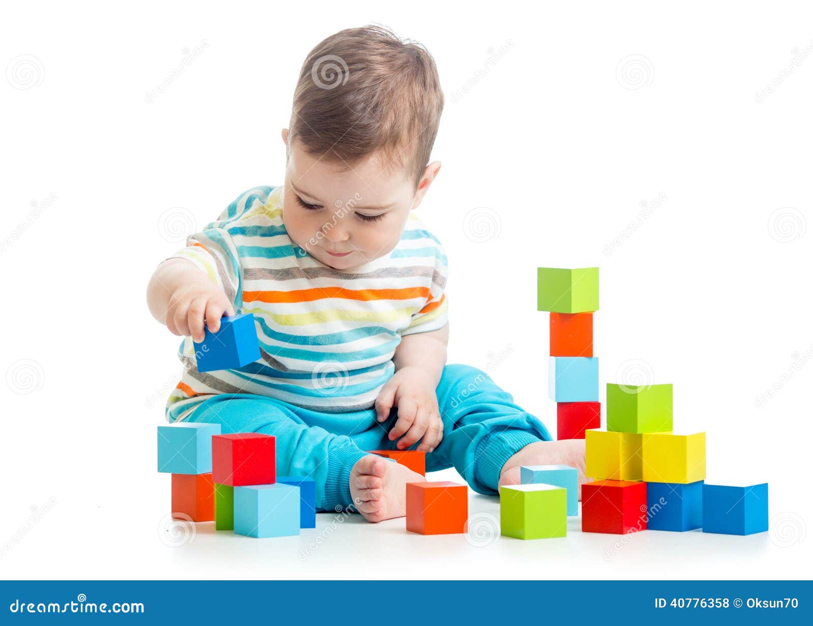 baby playing with blocks