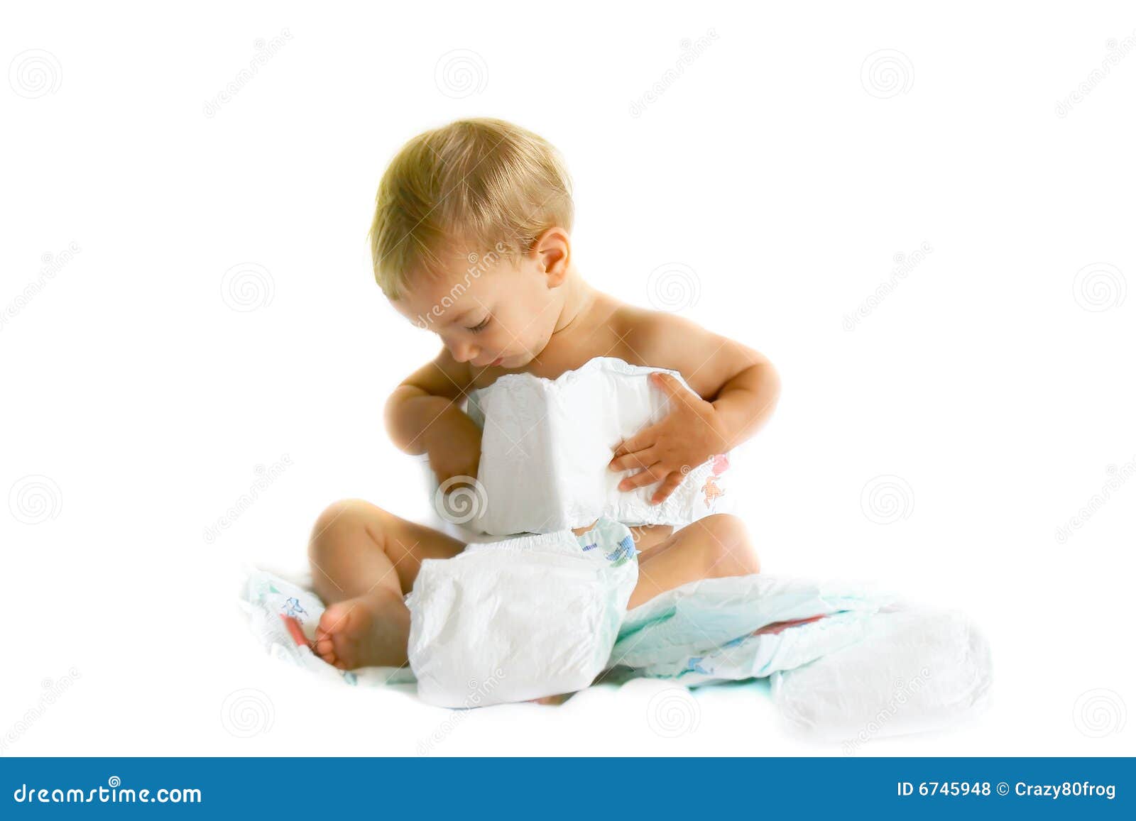Baby Playing With Diapers Royalty Free Stock Photos Image 6745948