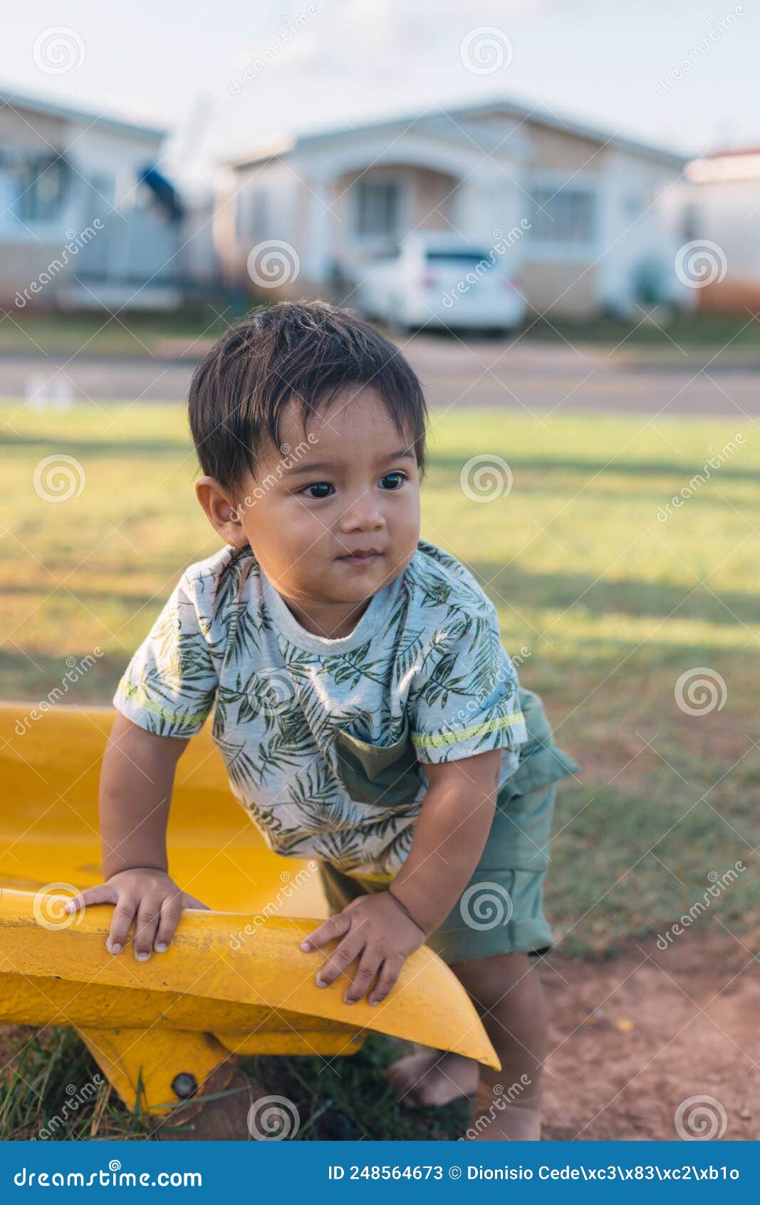 Baby Playing on the Slide of the Park Stock Image Image of ride