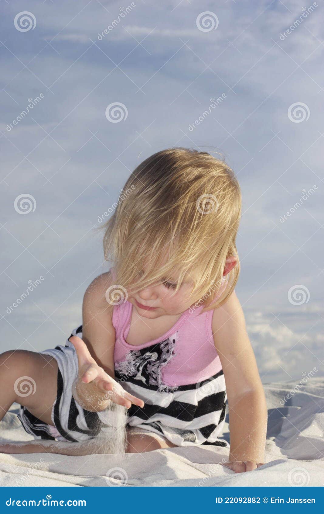 Baby Playing In White Sand Stock Photo Image Of Dunes 22092882