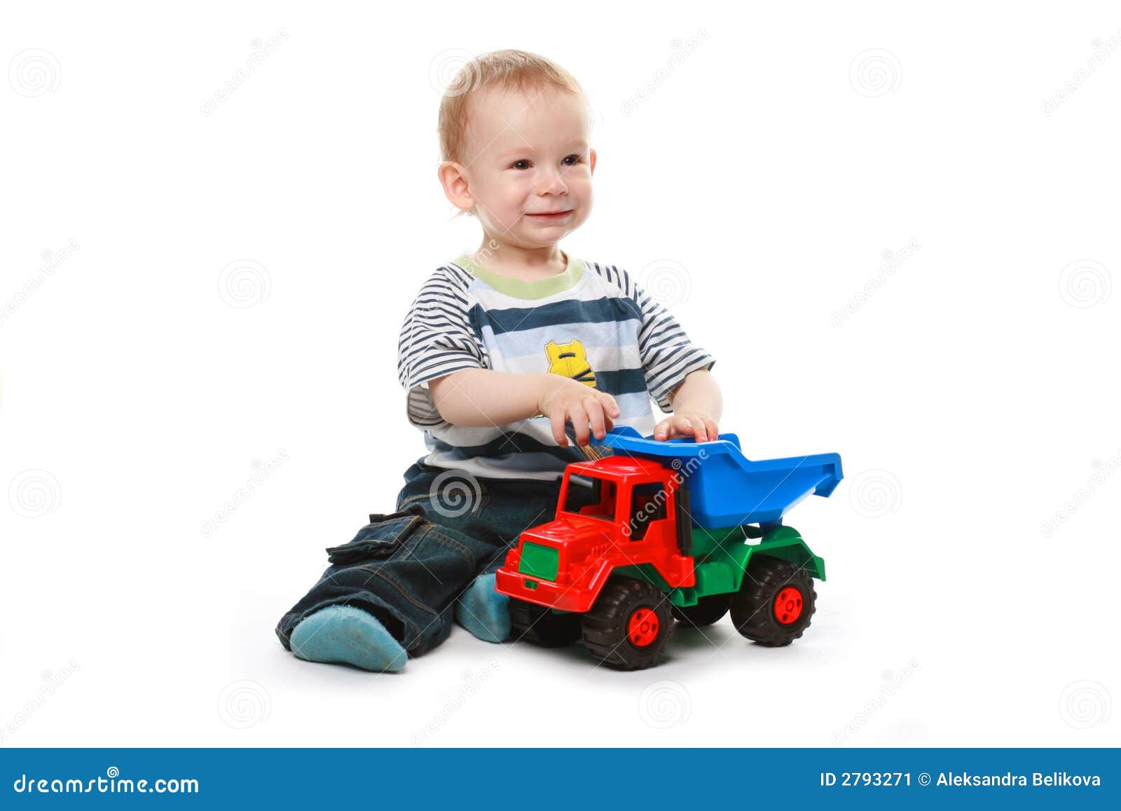 Baby plays with car stock image. Image of playful, color 2793271