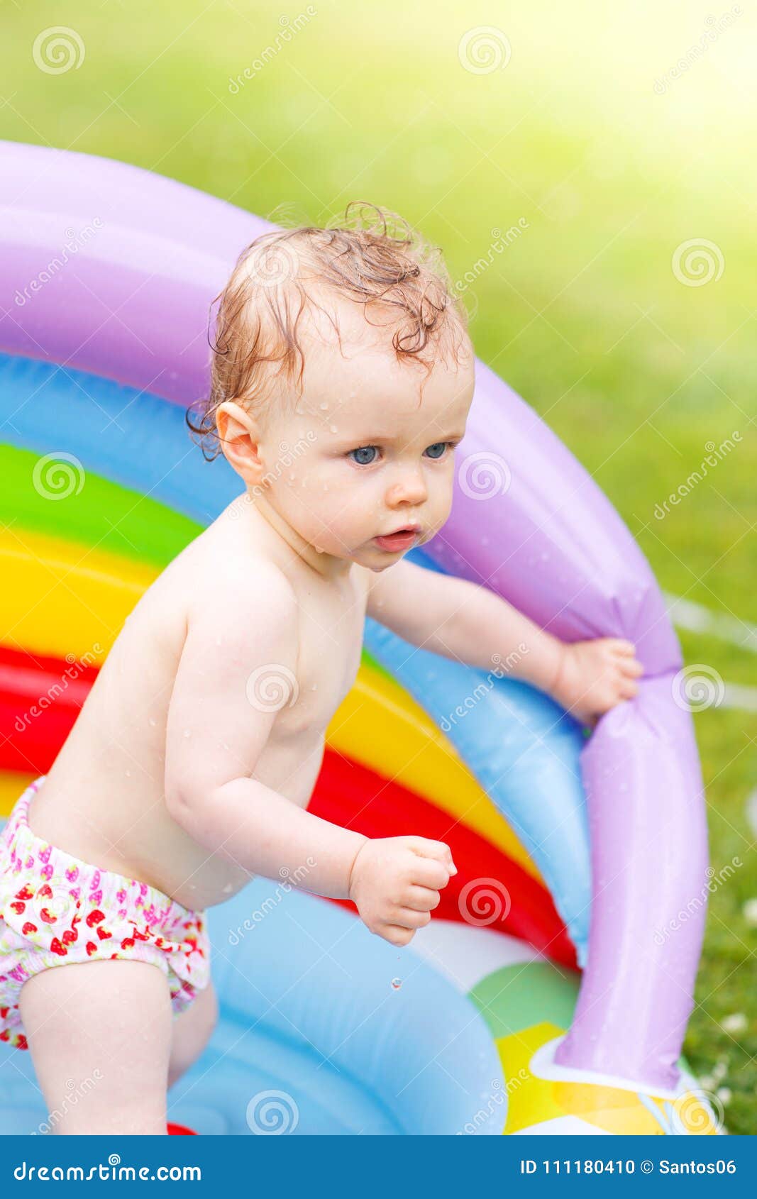 Baby in pool stock photo. Image of baby, active, happy 111180410