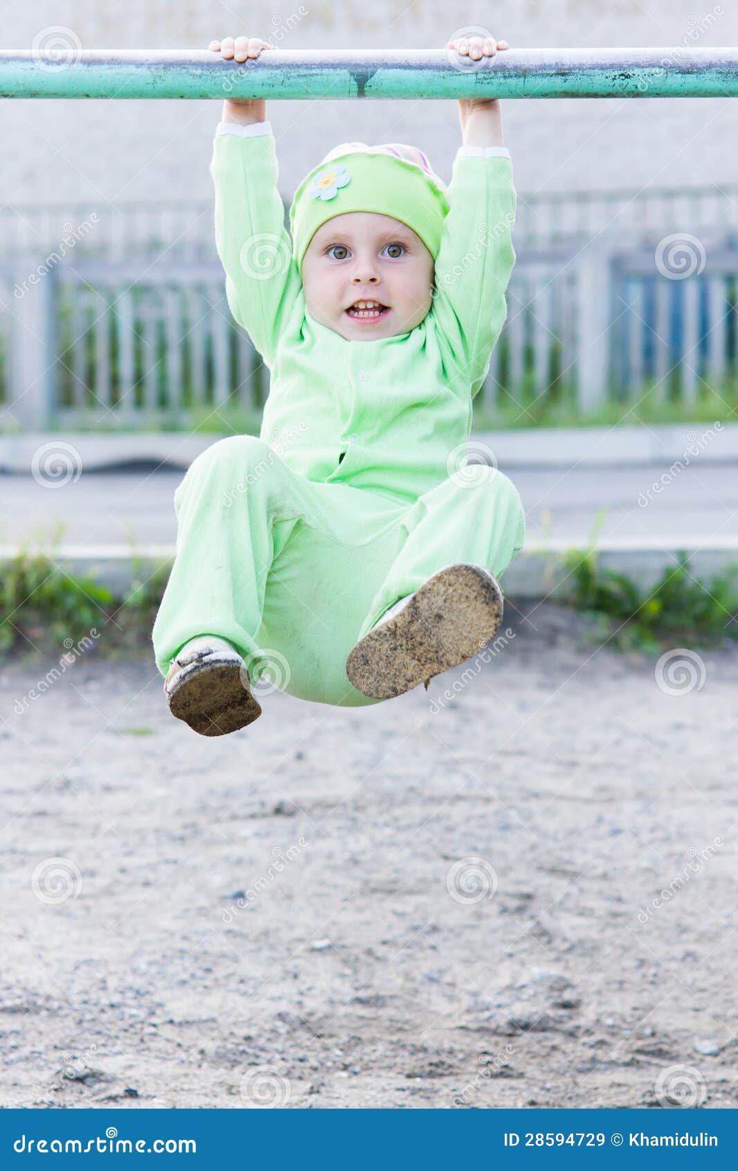 Baby Pulls on a Horizontal Bar Stock Image Image of healthy