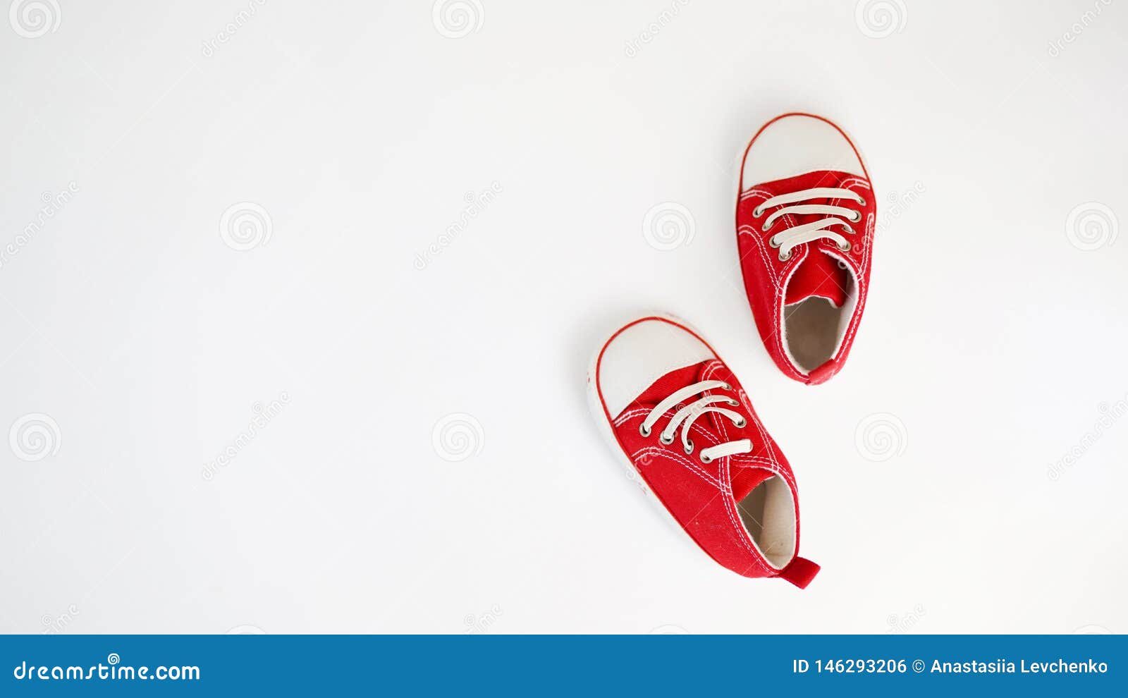 Baby Red Sneakers Isolated on White Background. Baby Shoes Stock Photo ...